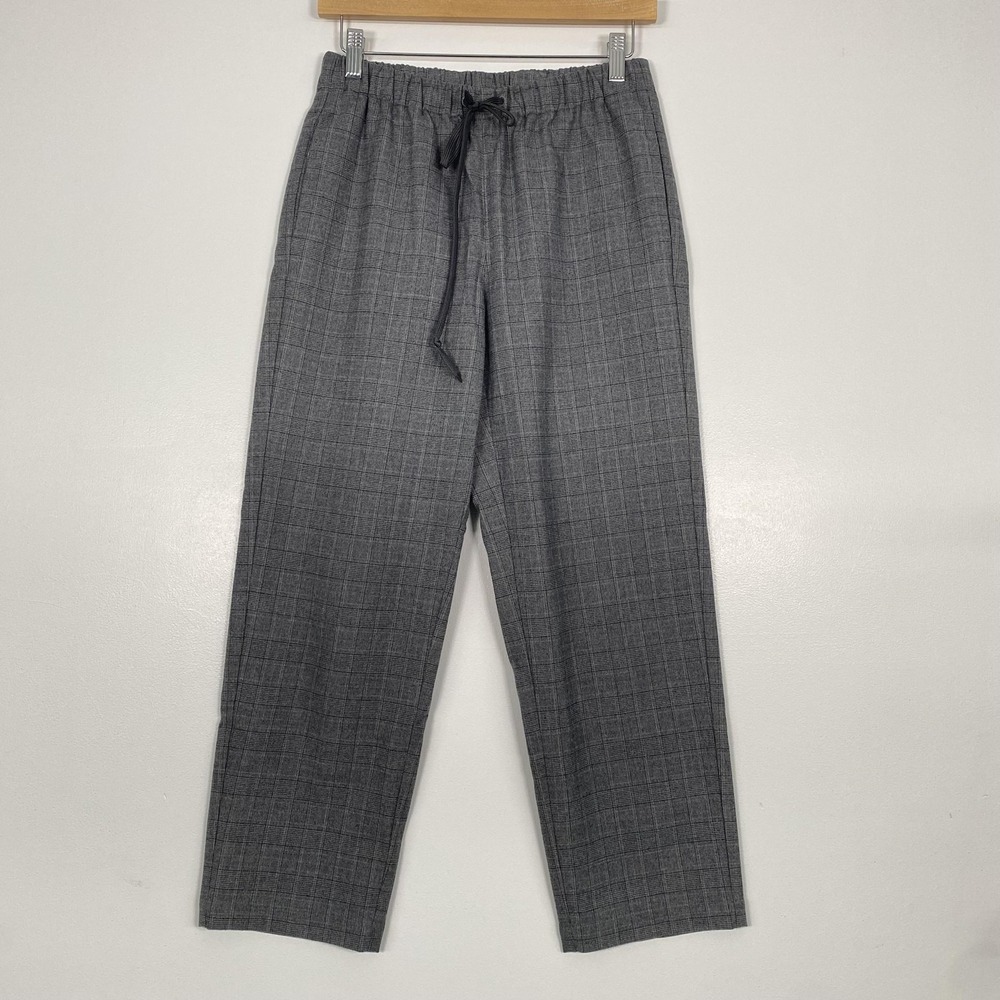 The‎ Group Babaton Pants Womens Small Gray Plaid Twill Straight Leg Drawstring